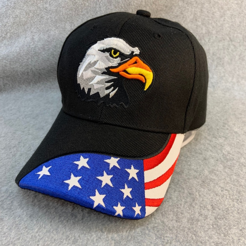 Bald Eagle American Flag Mens Black Unbranded Baseball Hat Patriotic OSFM